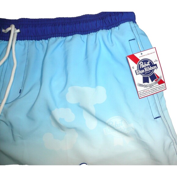 Pabst Blue Ribbon Mens Licensed Beer Board Shorts Graphic Swim Trunks 3XL NWT - Picture 2 of 7